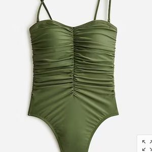 J.Crew $118 Ruched Sweetheart One Piece Swimsuit safari green Size 20 BF176